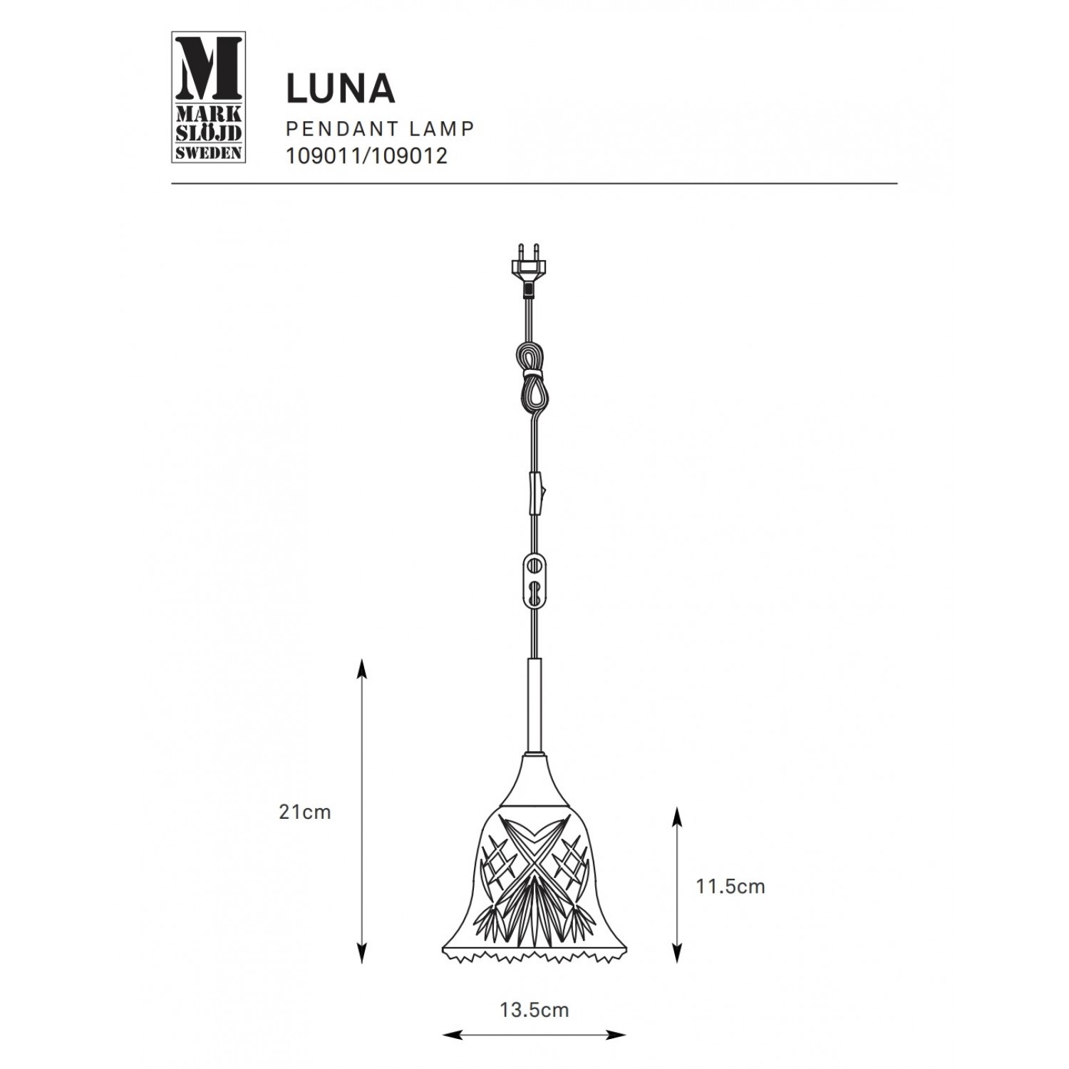 Подвесной светильник MarkSlojd Sweden  Luna 109012